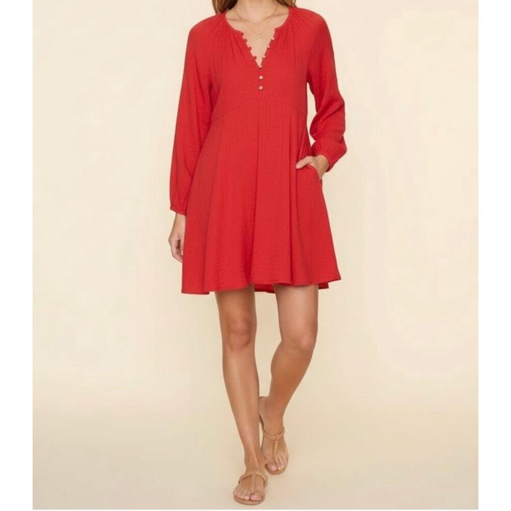 NWT Xirena Lucinda Crinkle Gauzy Mini Dress in Real Red